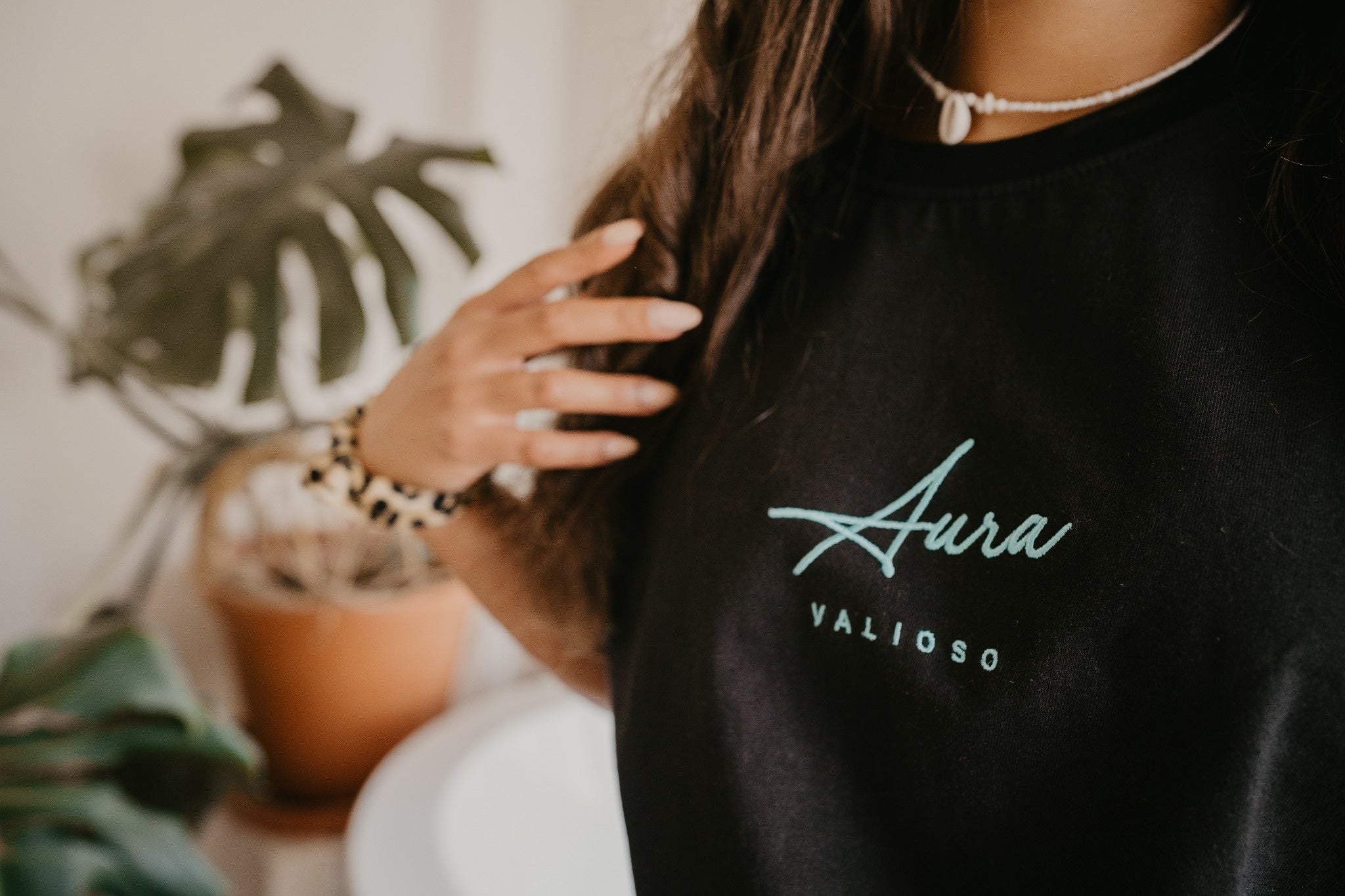 Aura Tee – Black Embroidered