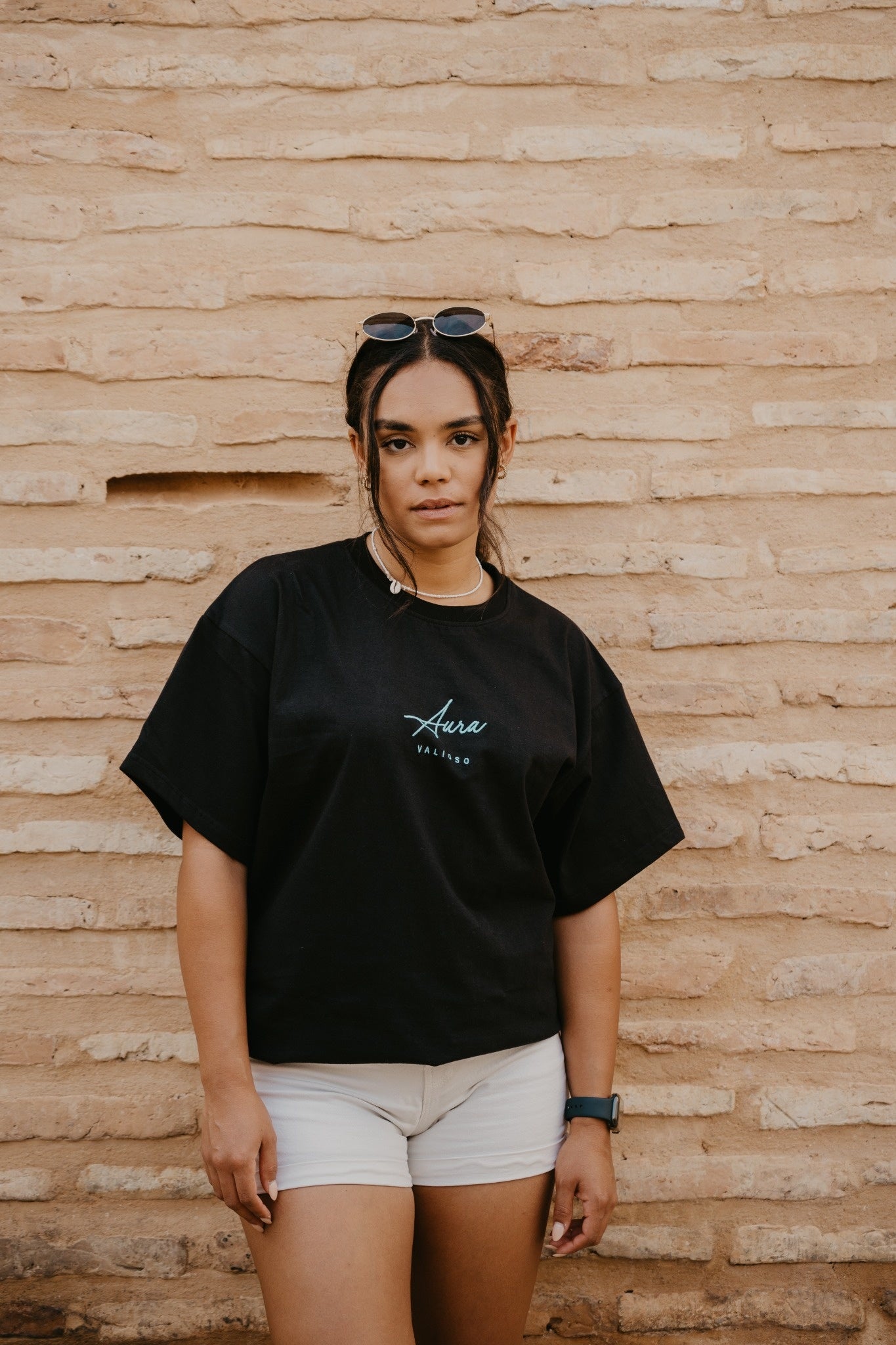 Aura Tee – Black Embroidered