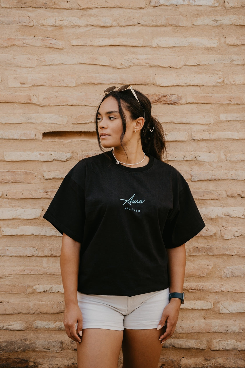 Aura Tee – Black Embroidered